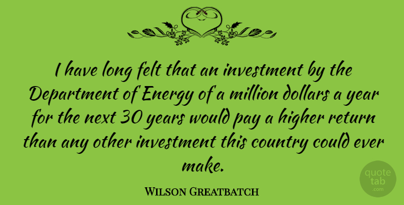 Wilson Greatbatch Quote About American Businessman, Country, Department, Dollars, Felt: I Have Long Felt That...