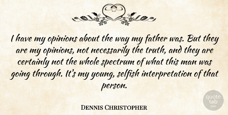 Dennis Christopher Quote About Certainly, Man, Opinions, Spectrum, Truth: I Have My Opinions About...