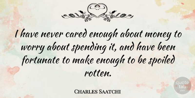 Charles Saatchi Quote About Worry, Rotten, Enough: I Have Never Cared Enough...