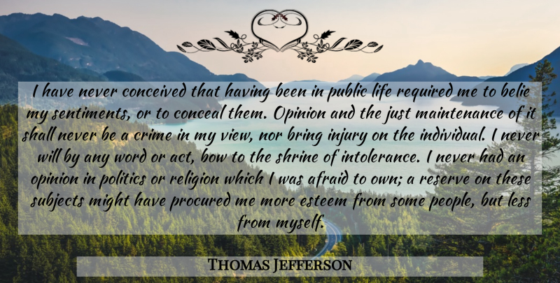 Thomas Jefferson Quote About Religious, Views, People: I Have Never Conceived That...