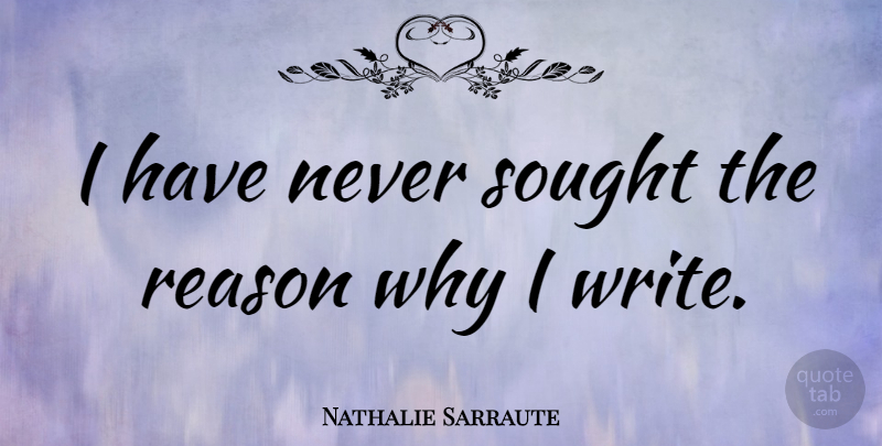 Nathalie Sarraute Quote About Writing, Reason Why, Reason: I Have Never Sought The...