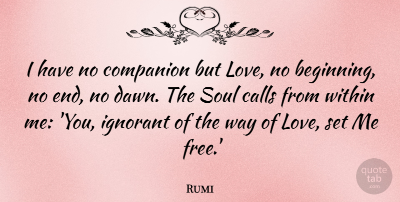 Rumi Quote About Soul, Ignorant, Dawn: I Have No Companion But...