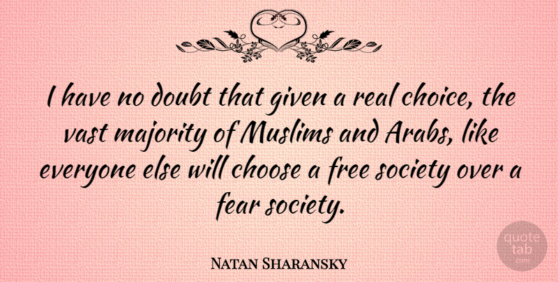Natan Sharansky Quote About Real, Choices, Doubt: I Have No Doubt That...