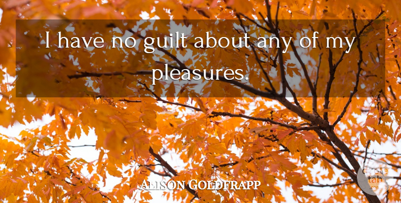 Alison Goldfrapp Quote About Guilt, Pleasure: I Have No Guilt About...