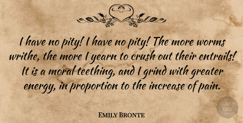 Emily Bronte Quote About Crush, Pain, Energy: I Have No Pity I...