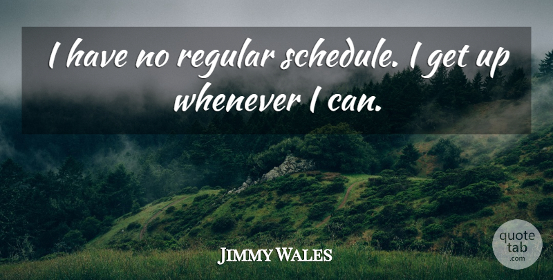 Jimmy Wales Quote About Schedules, Get Up, I Can: I Have No Regular Schedule...