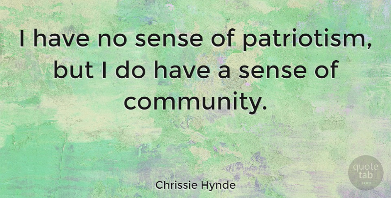 Chrissie Hynde Quote About Community, Patriotism: I Have No Sense Of...