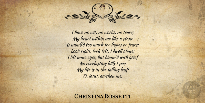 Christina Rossetti Quote About Jesus, Grief, Fall: I Have No Wit No...
