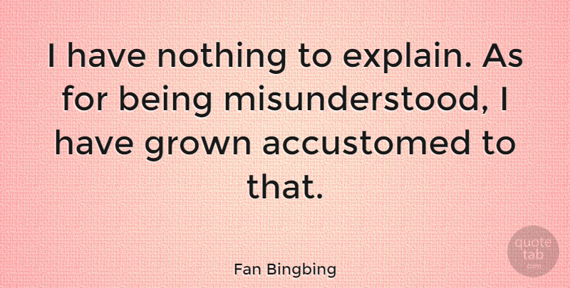 Fan Bingbing Quote About Misunderstood, Being Misunderstood, Accustomed: I Have Nothing To Explain...