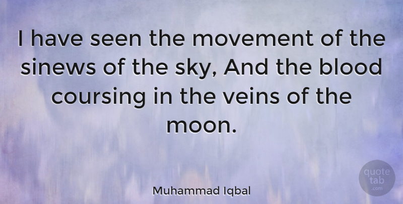 Muhammad Iqbal Quote About Moon, Sky, Blood: I Have Seen The Movement...