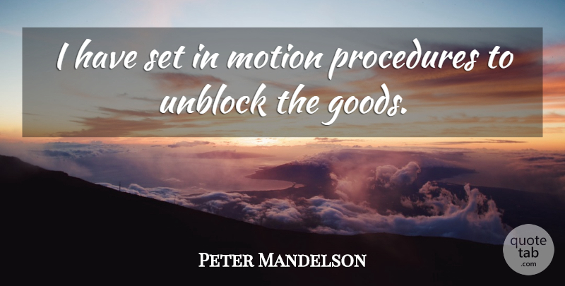 Peter Mandelson Quote About Motion, Procedures: I Have Set In Motion...