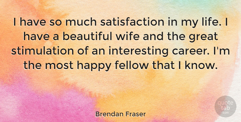 Brendan Fraser Quote About Beautiful, Careers, Interesting: I Have So Much Satisfaction...