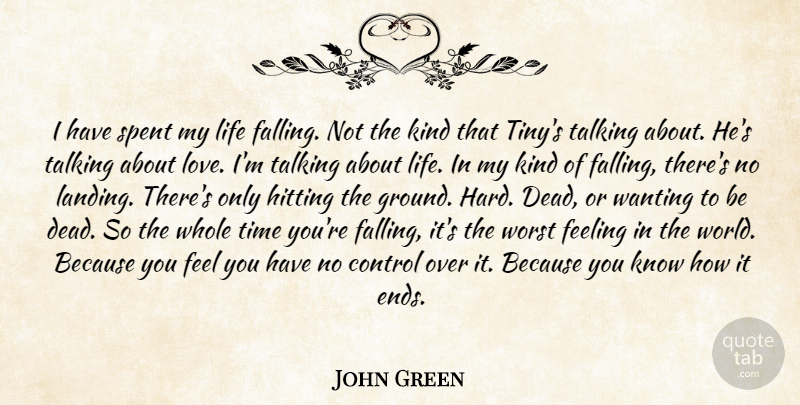 John Green Quote About Fall, Talking, Feelings: I Have Spent My Life...