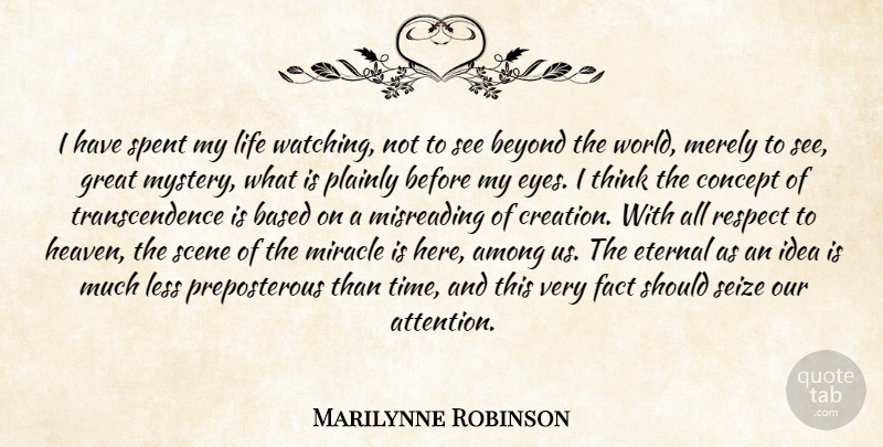 Marilynne Robinson Quote About Eye, Thinking, Ideas: I Have Spent My Life...