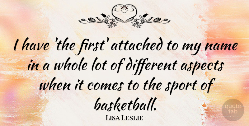 Lisa Leslie Quote About Basketball, Sports, Names: I Have The First Attached...