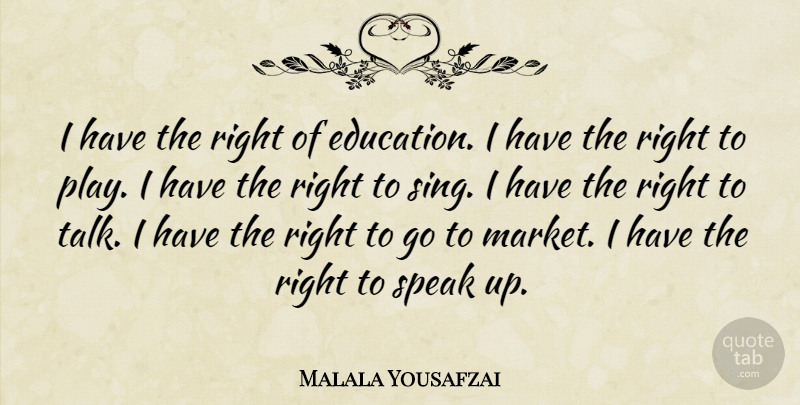 Malala Yousafzai Quote About Play, Speak, Women History Month: I Have The Right Of...