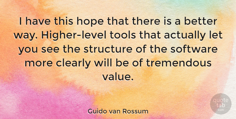 Guido van Rossum Quote About Levels, Way, Tools: I Have This Hope That...