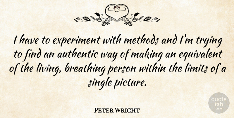 Peter Wright Quote About Breathing, Trying, Way: I Have To Experiment With...