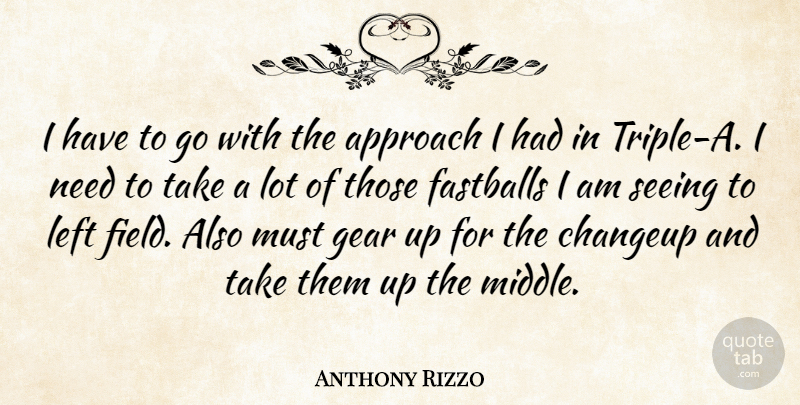 Anthony Rizzo Quote About Gears, Fields, Needs: I Have To Go With...