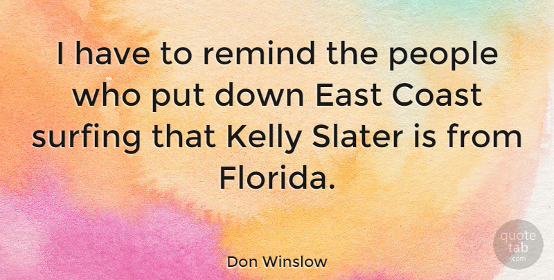 Don Winslow Quote About Florida, People, Surfing: I Have To Remind The...