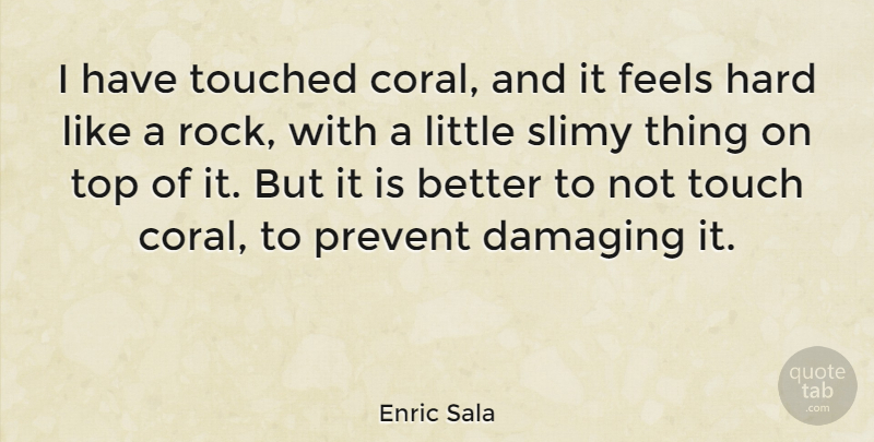 Enric Sala Quote About Damaging, Feels, Hard, Prevent, Touched: I Have Touched Coral And...