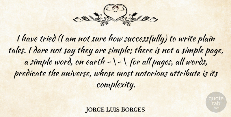 Jorge Luis Borges Quote About Writing, Simple, Earth: I Have Tried I Am...