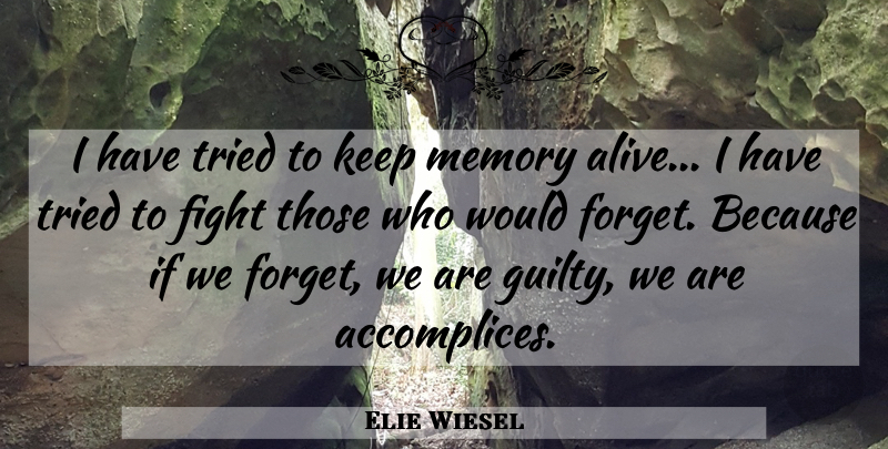 Elie Wiesel Quote About Memories, Fighting, Alive: I Have Tried To Keep...