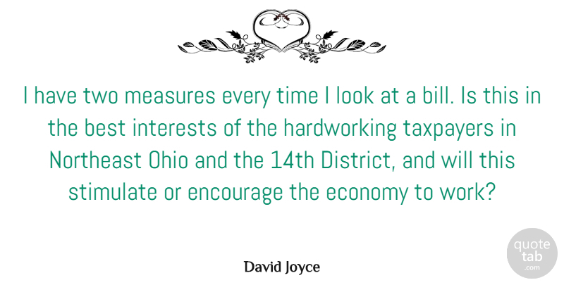David Joyce Quote About Best, Economy, Encourage, Interests, Measures: I Have Two Measures Every...