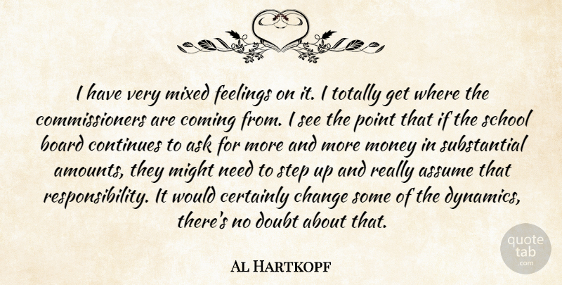 Al Hartkopf Quote About Ask, Assume, Board, Certainly, Change: I Have Very Mixed Feelings...