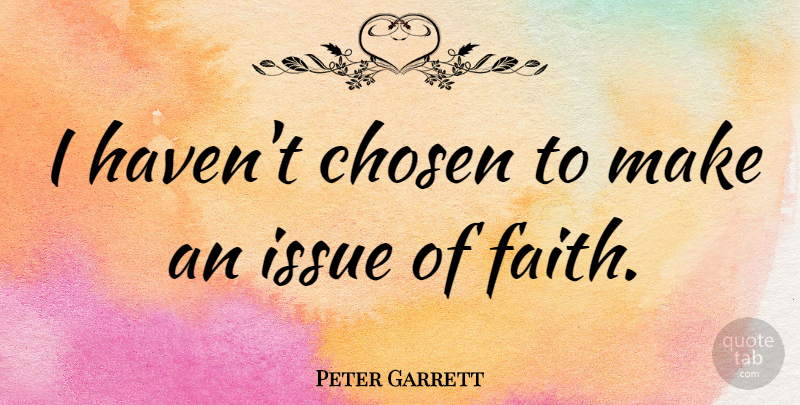 Peter Garrett Quote About Issues, Chosen, Havens: I Havent Chosen To Make...