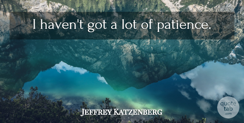 Jeffrey Katzenberg Quote About Patience, Havens: I Havent Got A Lot...