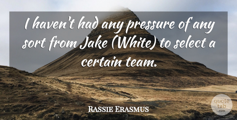Rassie Erasmus Quote About Certain, Pressure, Select, Sort: I Havent Had Any Pressure...