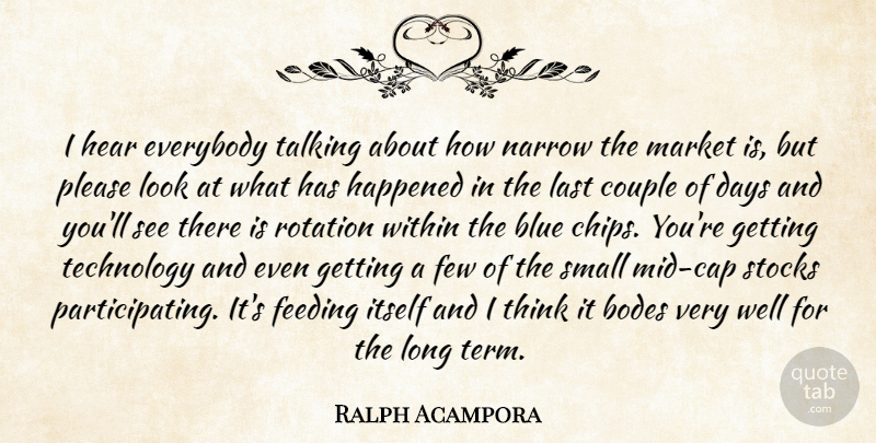 Ralph Acampora Quote About Blue, Couple, Days, Everybody, Feeding: I Hear Everybody Talking About...