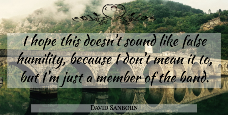 David Sanborn Quote About False, Hope, Mean, Member, Sound: I Hope This Doesnt Sound...