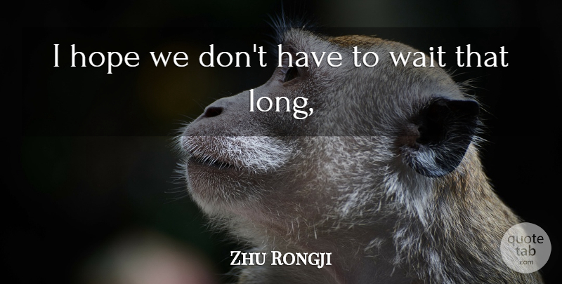 Zhu Rongji Quote About Hope, Wait: I Hope We Dont Have...