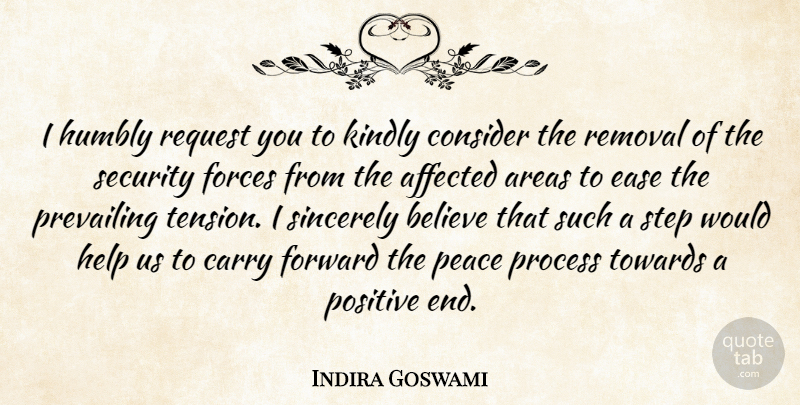 Indira Goswami Quote About Affected, Areas, Believe, Carry, Consider: I Humbly Request You To...