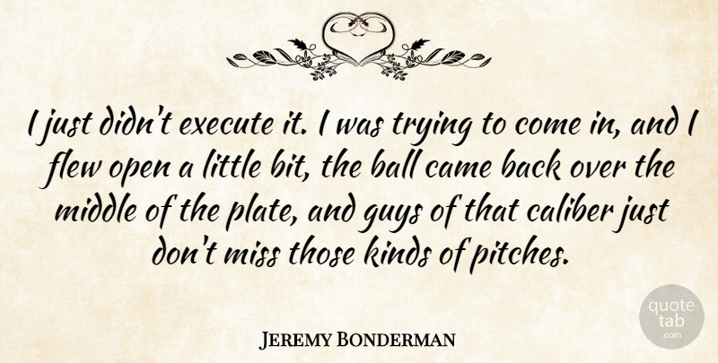 Jeremy Bonderman Quote About Ball, Caliber, Came, Execute, Flew: I Just Didnt Execute It...