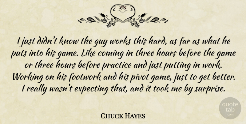 Chuck Hayes Quote About Coming, Expecting, Far, Game, Guy: I Just Didnt Know The...
