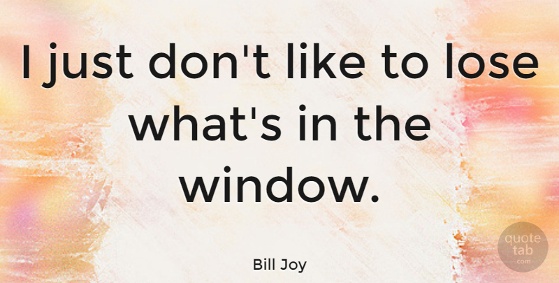Bill Joy Quote About Window, Loses: I Just Dont Like To...