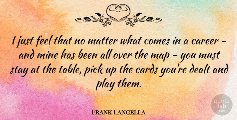 Frank Langella Quote About Cards Youre Dealt, Play, Careers: I Just Feel That No...