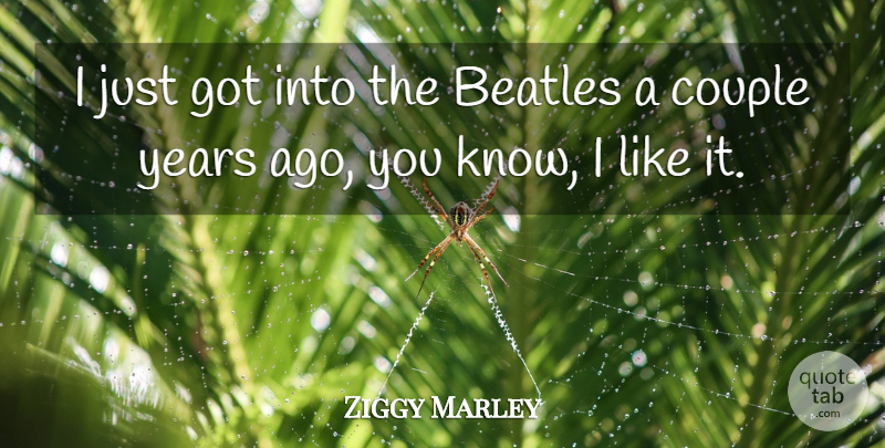 Ziggy Marley Quote About Couple, Years, Years Ago: I Just Got Into The...