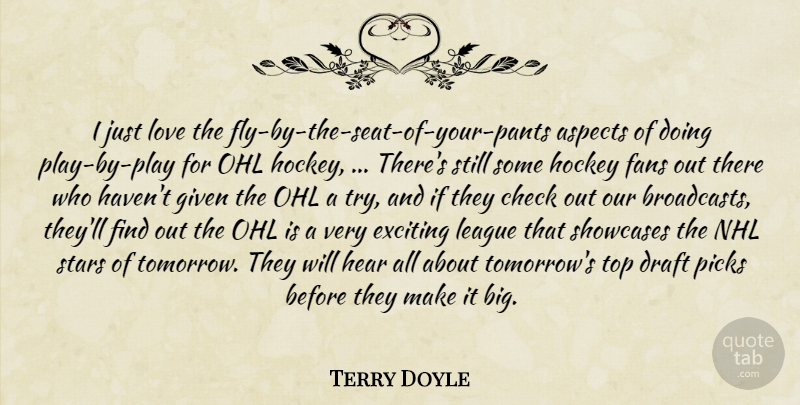 Terry Doyle Quote About Aspects, Check, Draft, Exciting, Fans: I Just Love The Fly...