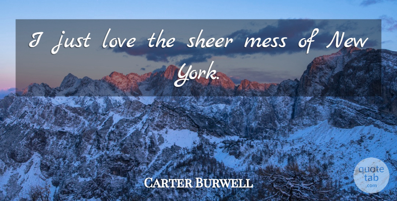 Carter Burwell Quote About New York, Mess, Sheer: I Just Love The Sheer...