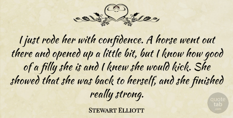 Stewart Elliott Quote About Finished, Good, Horse, Knew, Opened: I Just Rode Her With...