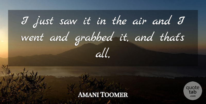 Amani Toomer Quote About Air, Grabbed, Saw: I Just Saw It In...