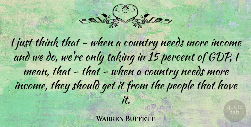 Warren Buffett Quote About Country, Mean, Thinking: I Just Think That When...