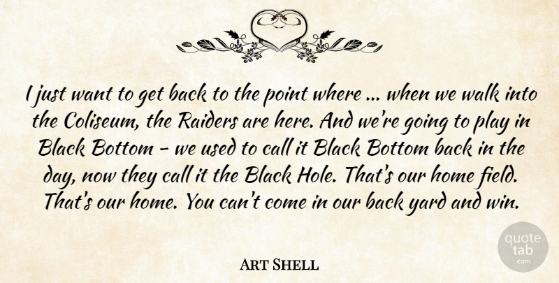 Art Shell Quote About Black, Bottom, Call, Home, Point: I Just Want To Get...