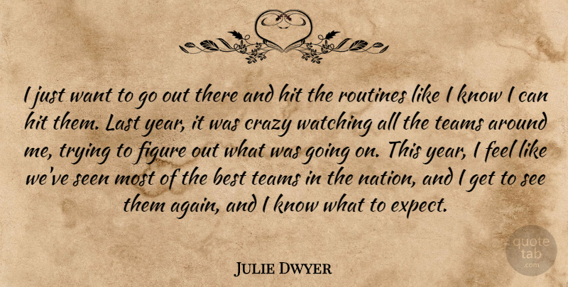 Julie Dwyer Quote About Best, Crazy, Figure, Hit, Last: I Just Want To Go...