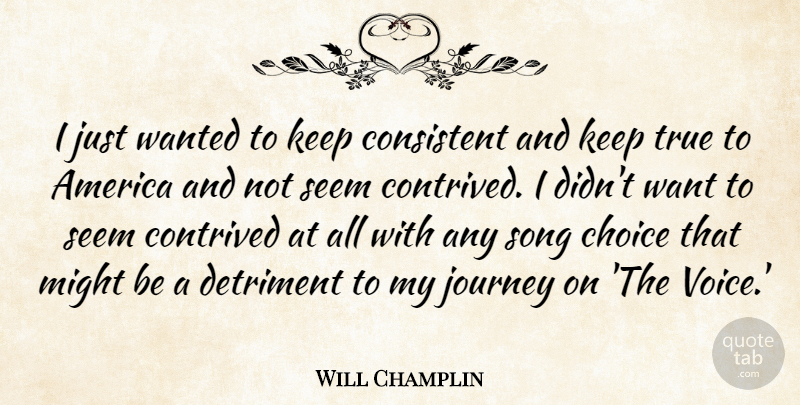 Will Champlin Quote About America, Consistent, Contrived, Detriment, Might: I Just Wanted To Keep...