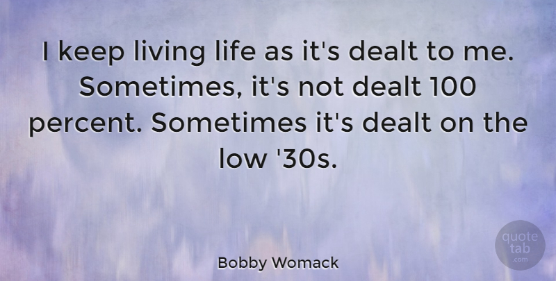 Bobby Womack Quote About Live Life, Sometimes, Lows: I Keep Living Life As...